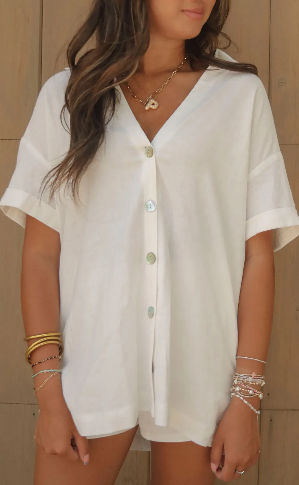Short Sleeved Button Down Shirt and Shorts Set