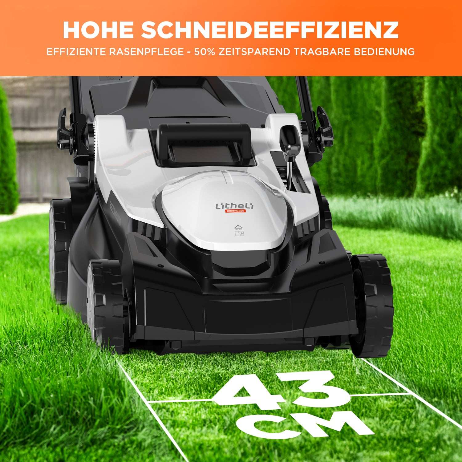 2025 Cortacésped inalámbrico U20 43 cm brushless | Incluye 2 × 4.0 Ah y 2 × 4.0 Ah SE baterías | Corte fácil hasta 1000 m²