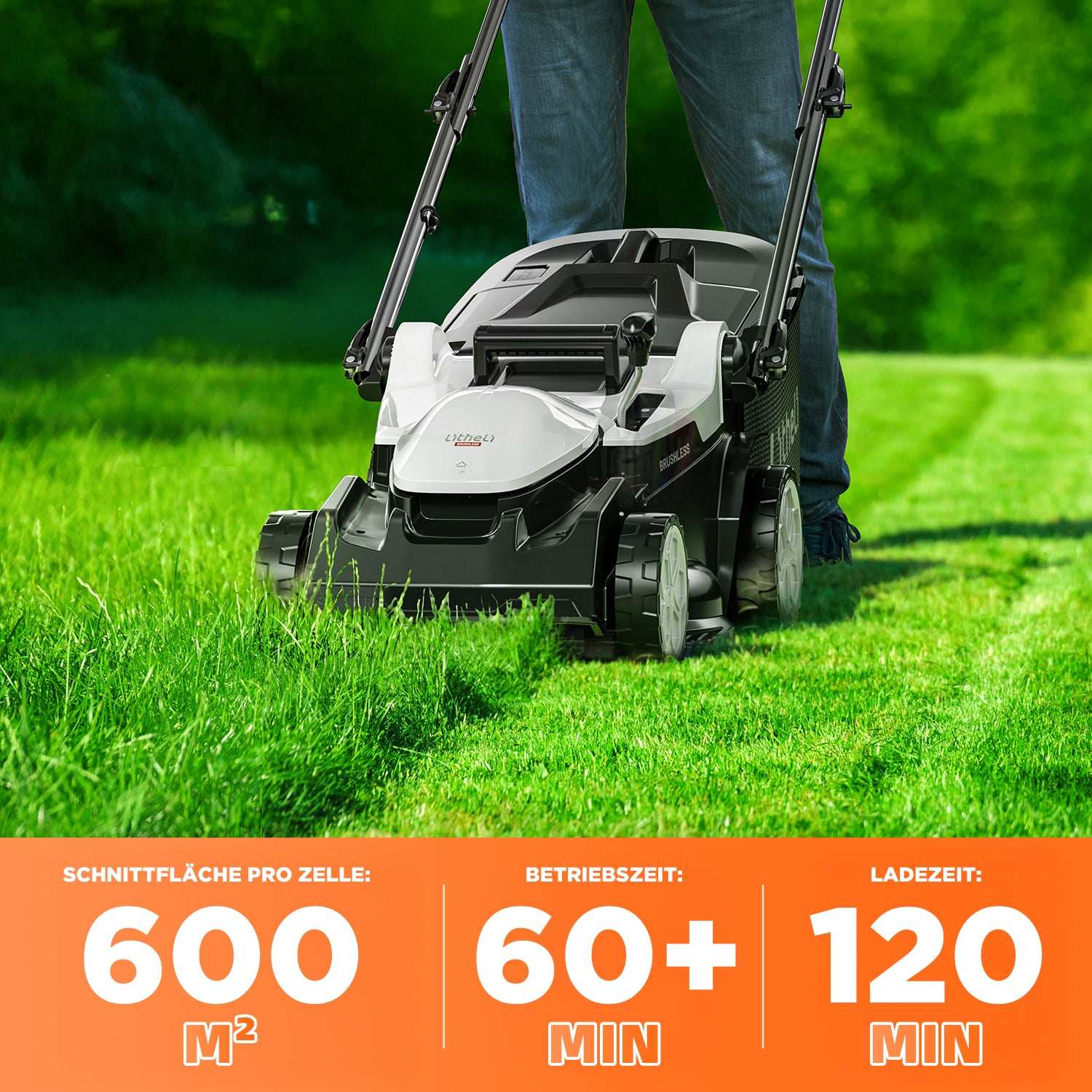 2025 Cortacésped eléctrico inalámbrico U20 2 × 20V 37 cm brushless | Incluye 2 × 4.0 Ah y 2 × 4.0 Ah-SE baterías | Corte fácil hasta 600 m²