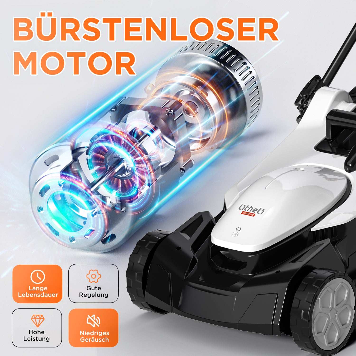 2025 Cortacésped inalámbrico U20 43 cm brushless | Incluye 2 × 4.0 Ah y 2 × 4.0 Ah SE baterías | Corte fácil hasta 1000 m²