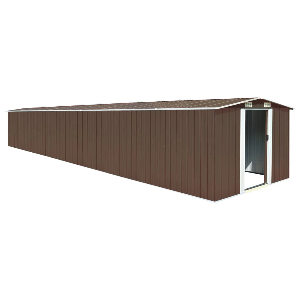 2025 Cobertizo de jardín acero galvanizado marrón 257x779x181 cm V6776