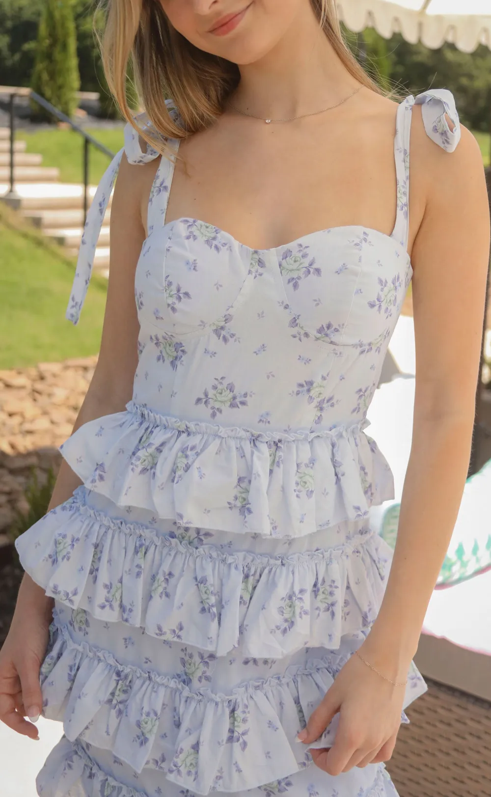 Light Blue Tiered Ruffled Maxi Dress