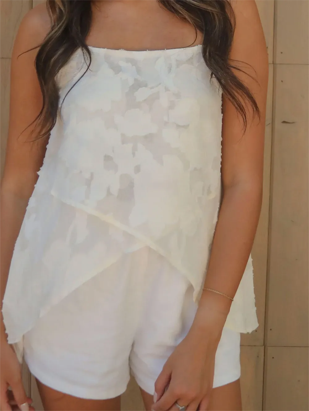 Sheer Ruffled Spaghetti Strap Top