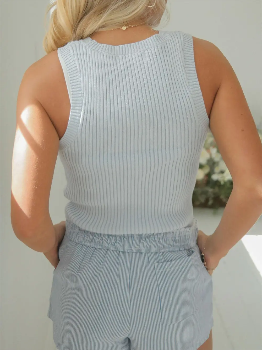 Sleeveless Ribbed Knit Tank Top